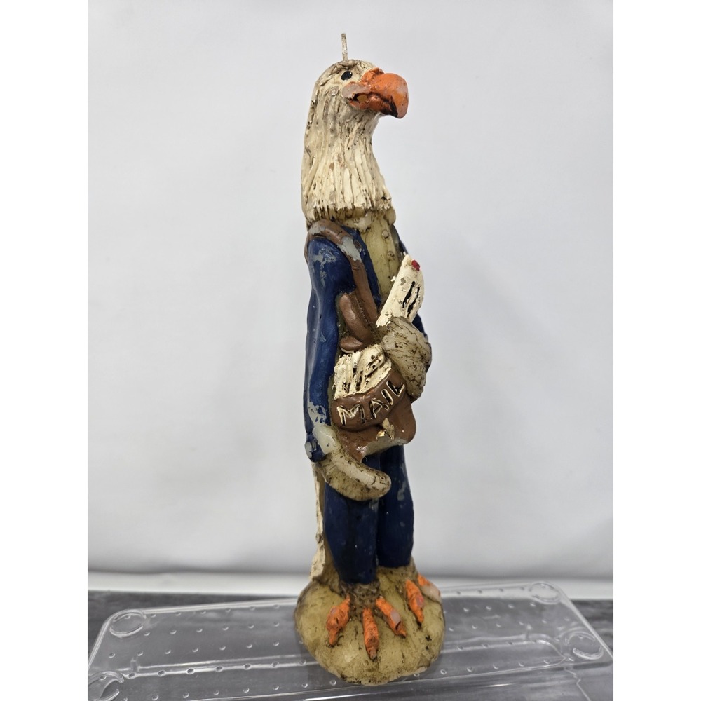 Vintage Hand Carved Candle Bald Eagle American Patriotic Odd Unique Lorelei 8.5"